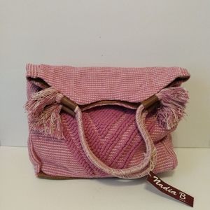 Nadia B Bohemian Woven Hand Crafted Tassel Boho Beach Tote Shoulder Bag